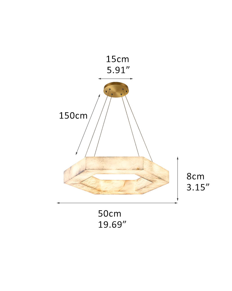 LED Hexagon Marble Pendant Lamp | Double/Triple Ring Design