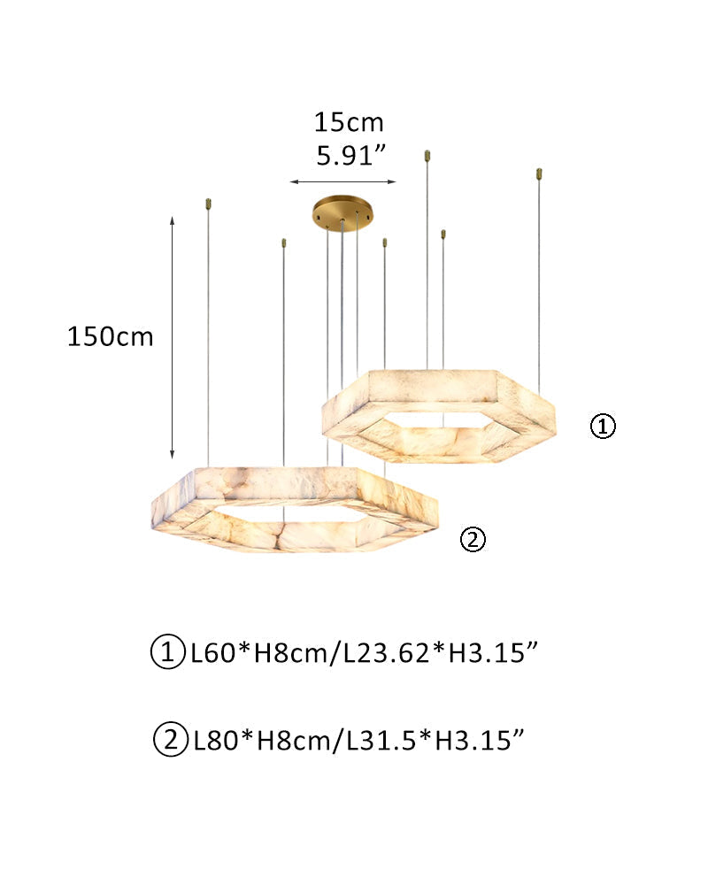 LED Hexagon Marble Pendant Lamp | Double/Triple Ring Design