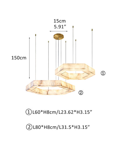 LED Hexagon Marble Pendant Lamp | Double/Triple Ring Design