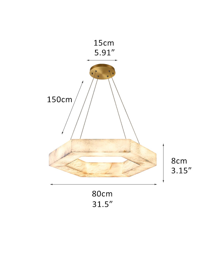 LED Hexagon Marble Pendant Lamp | Double/Triple Ring Design