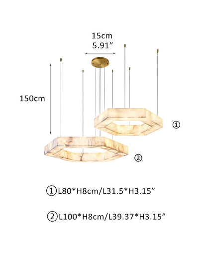 LED Hexagon Marble Pendant Lamp | Double/Triple Ring Design