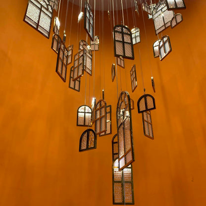 Modern Creative Round Floating Glass Windows Chandelier for Living Room/Hotel/Restaurant