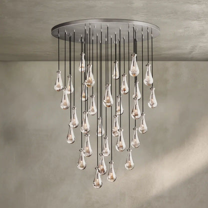 Raindrop Round Chandelier Modern Luxury Glass Chandelier For Living Room