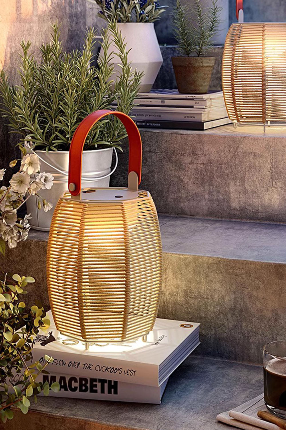 Rattan Lantern Rechargeable Solar Outdoor Table Lamp - view 10 | morylighting