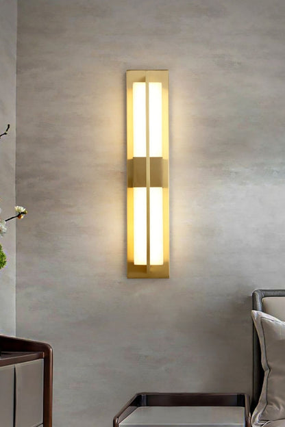 Rectangular Alabaster Brass Wall Lamp - view 10 | morylighting