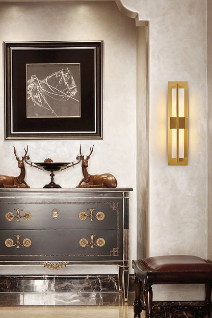 Rectangular Alabaster Brass Wall Lamp - view 11 | morylighting