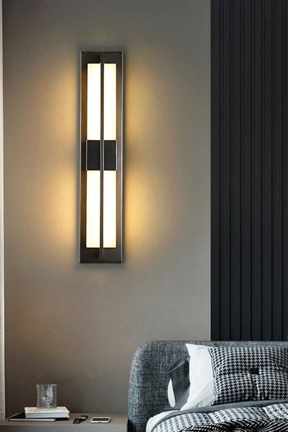 Rectangular Alabaster Brass Wall Lamp - view 12 | morylighting