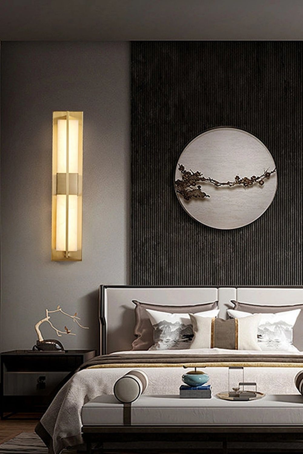 Rectangular Alabaster Brass Wall Lamp - view 13 | morylighting