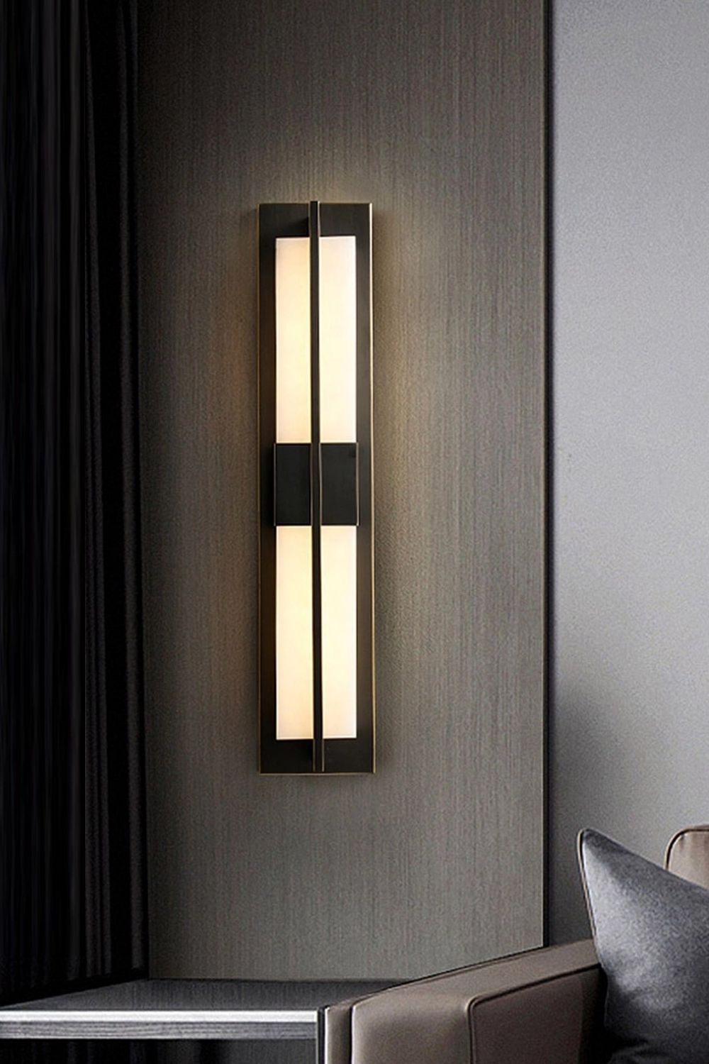 Rectangular Alabaster Brass Wall Lamp - view 15 | morylighting