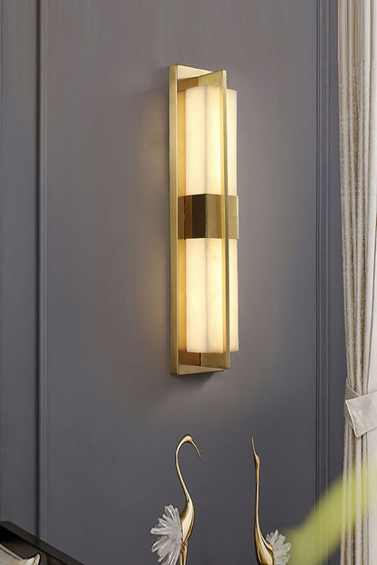 Rectangular Alabaster Brass Wall Lamp - view 17 | morylighting