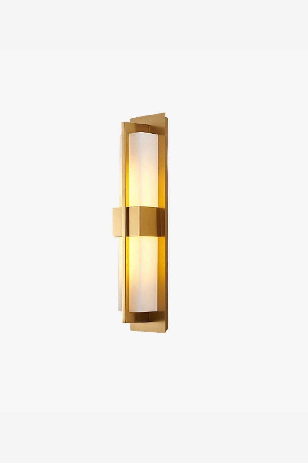 Rectangular Alabaster Brass Wall Lamp - view 2 | morylighting
