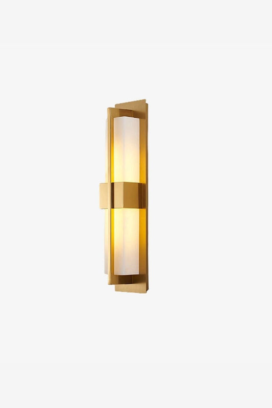 Rectangular Alabaster Brass Wall Lamp - view 2 | morylighting