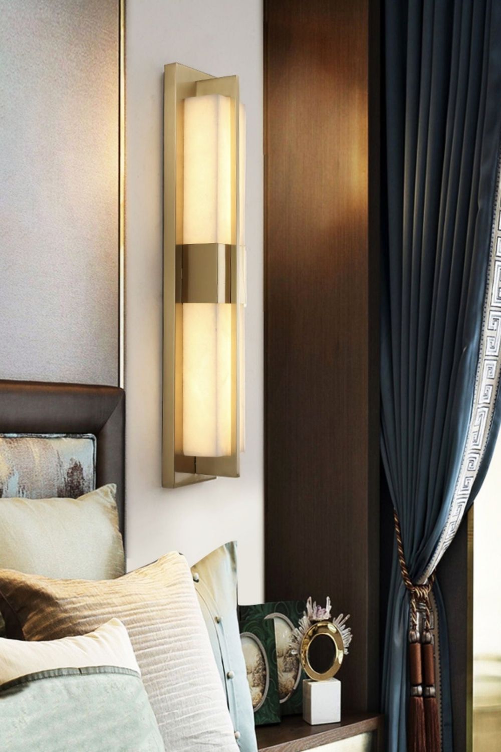 Rectangular Alabaster Brass Wall Lamp - view 27 | morylighting