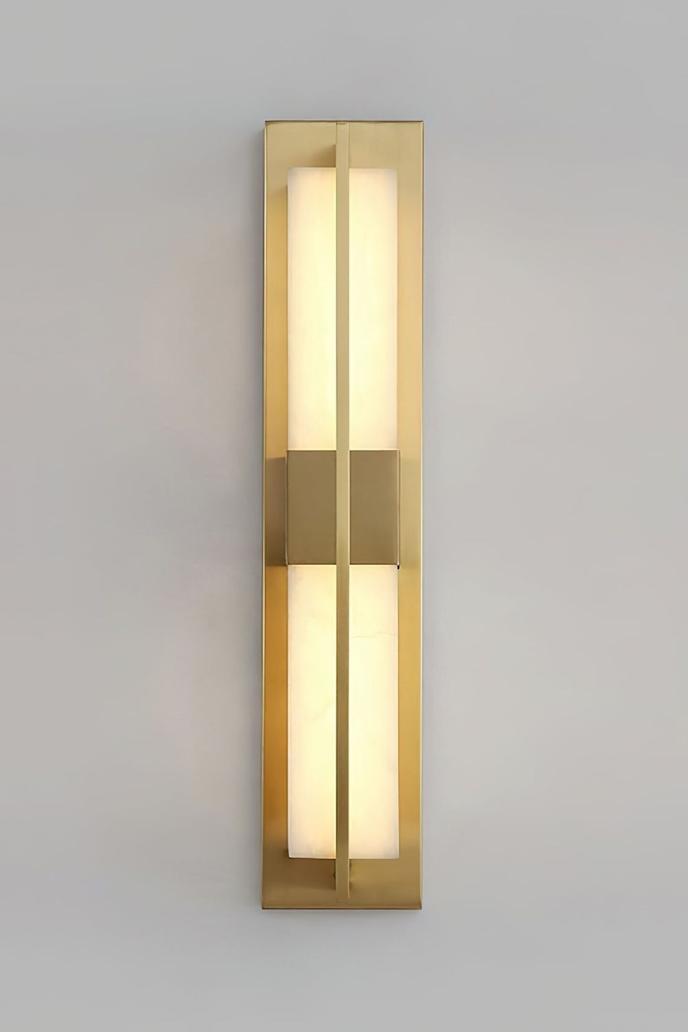 Rectangular Alabaster Brass Wall Lamp - view 29 | morylighting