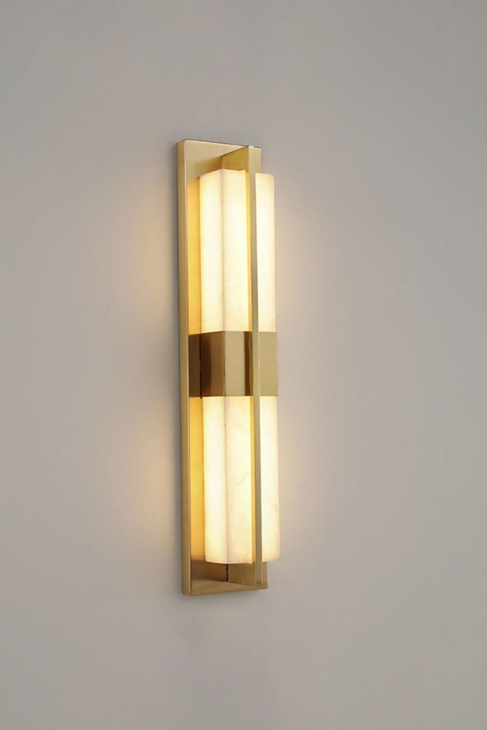 Rectangular Alabaster Brass Wall Lamp - view 30 | morylighting