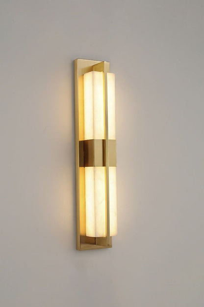 Rectangular Alabaster Brass Wall Lamp - view 30 | morylighting