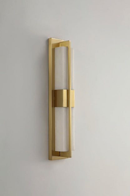 Rectangular Alabaster Brass Wall Lamp - view 31 | morylighting