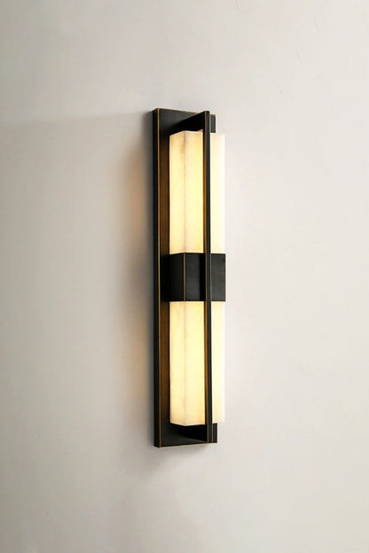 Rectangular Alabaster Brass Wall Lamp - view 32 | morylighting