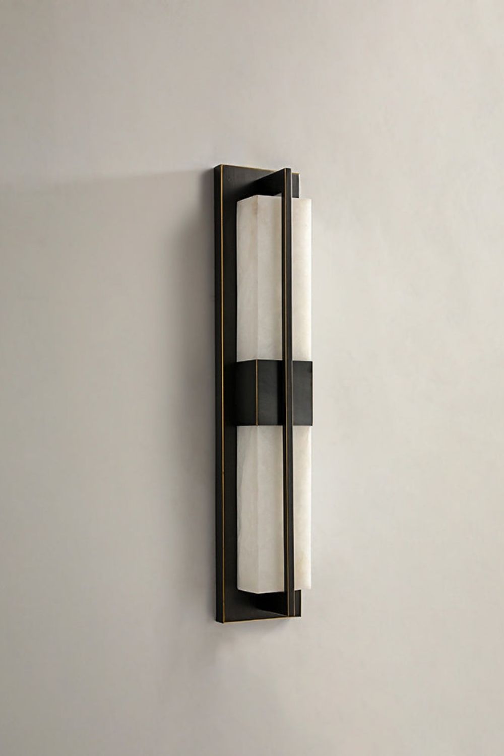 Rectangular Alabaster Brass Wall Lamp - view 33 | morylighting