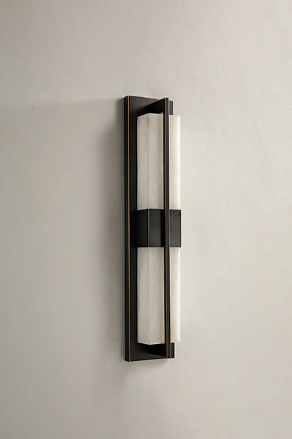 Rectangular Alabaster Brass Wall Lamp - view 33 | morylighting
