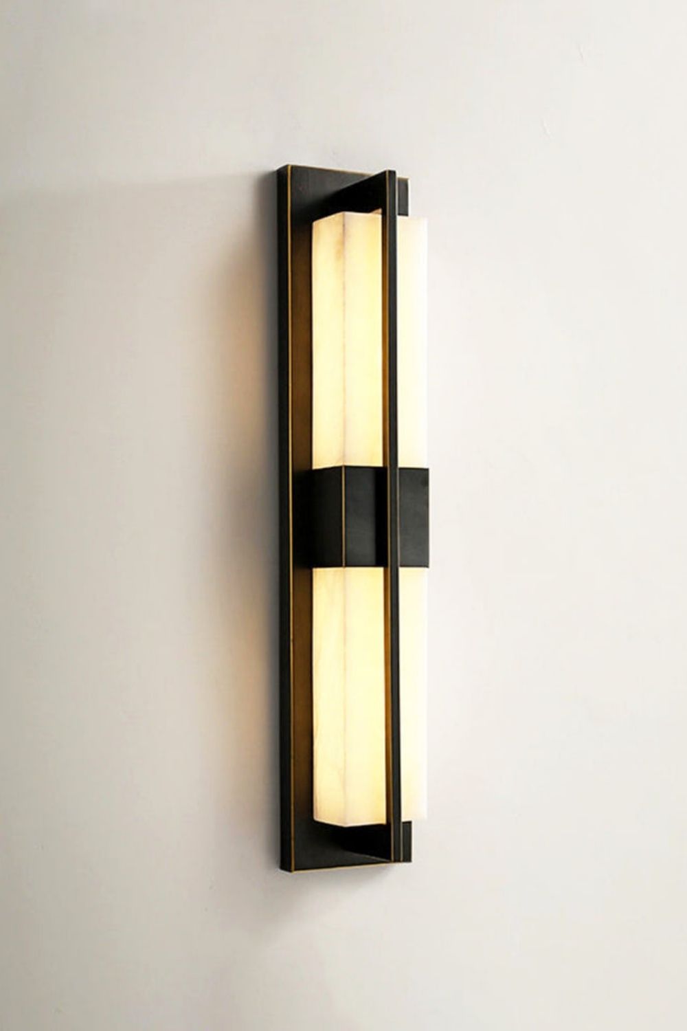 Rectangular Alabaster Brass Wall Lamp - view 34 | morylighting