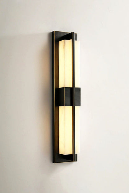 Rectangular Alabaster Brass Wall Lamp - view 34 | morylighting