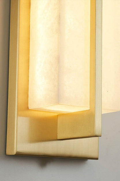 Rectangular Alabaster Brass Wall Lamp - view 35 | morylighting