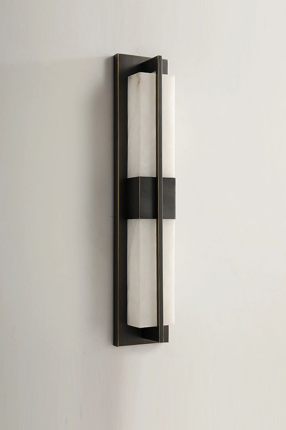 Rectangular Alabaster Brass Wall Lamp - view 4 | morylighting
