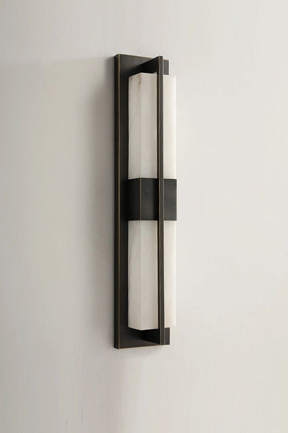 Rectangular Alabaster Brass Wall Lamp - view 4 | morylighting