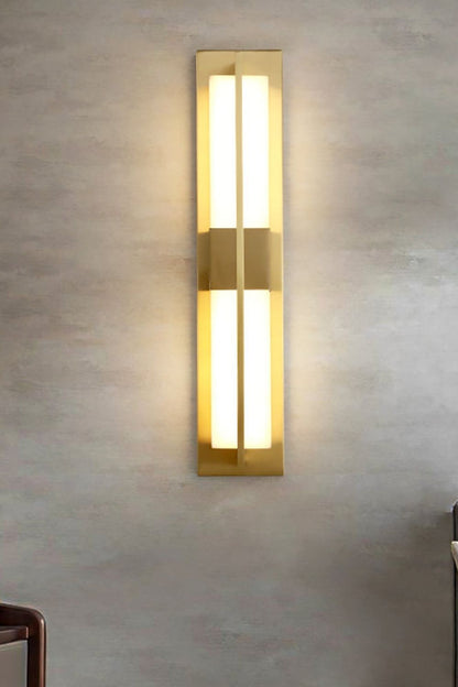 Rectangular Alabaster Brass Wall Lamp - view 5 | morylighting