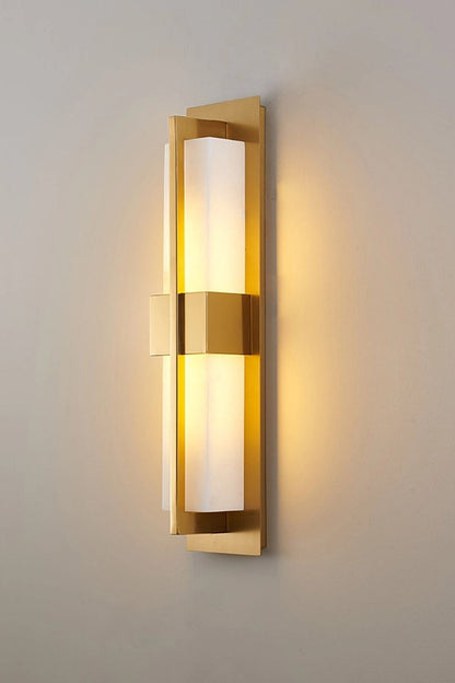 Rectangular Alabaster Brass Wall Lamp - view 6 | morylighting