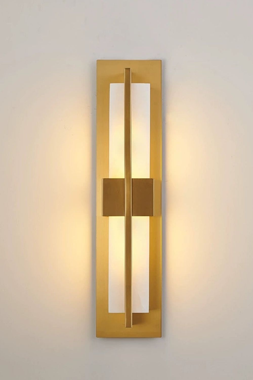 Rectangular Alabaster Brass Wall Lamp - view 8 | morylighting