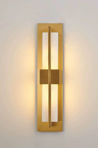 Rectangular Alabaster Brass Wall Lamp - view 8 | morylighting