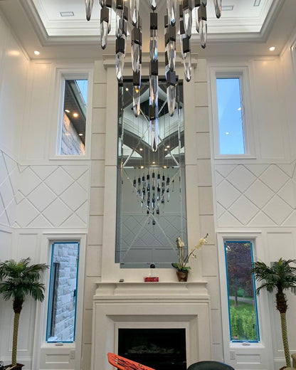 Modern Light Luxury Round/Rectangle Ceiling Pendant Light in Black Finish for Kitchen Island/ Staircase/Living Room