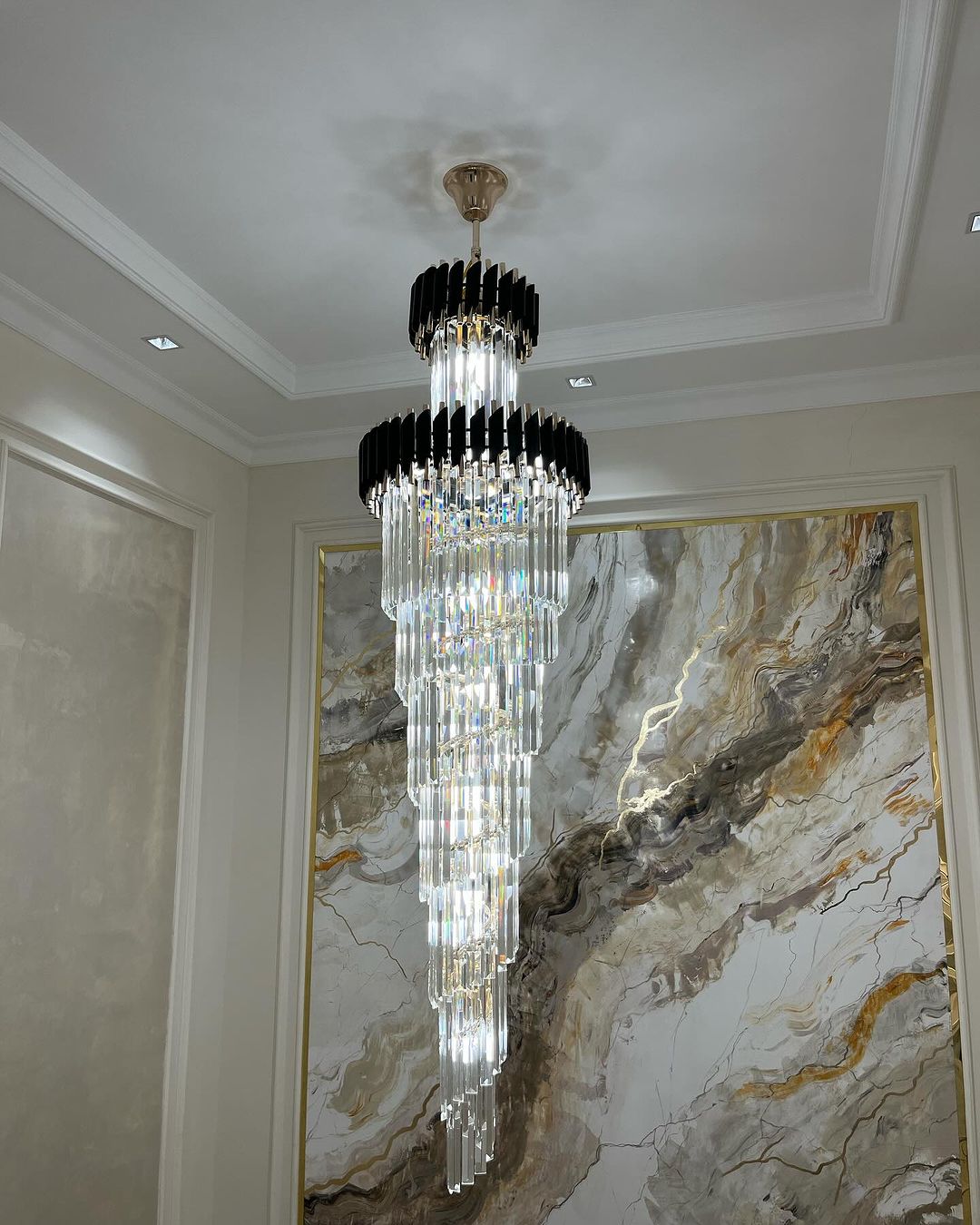 Morylighting Grand Spiral Crystal Foyer Chandelier - Background Shot