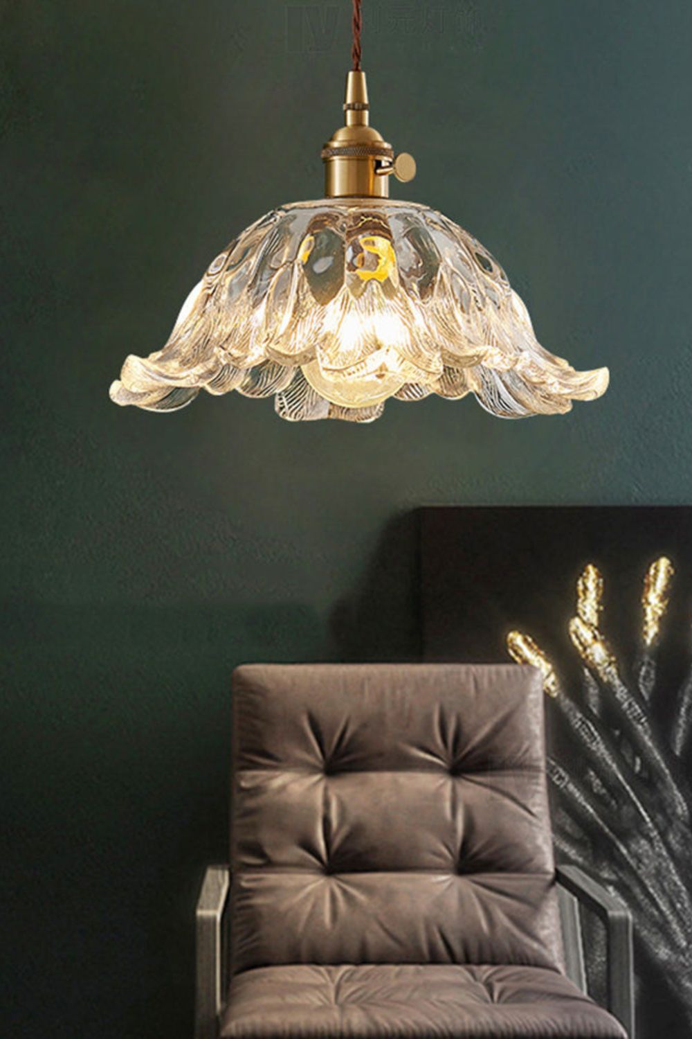 Retro Floral Glass Pendant Lamp - view 2 | morylighting