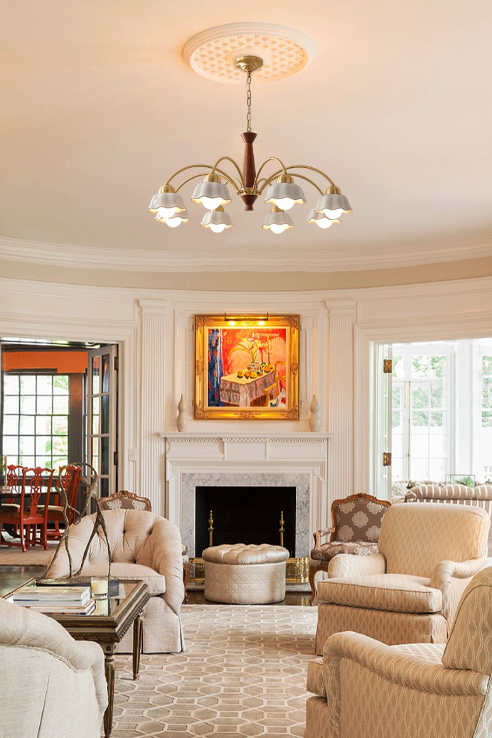 Retro Tulip Brass Chandelier - view 7 | morylighting