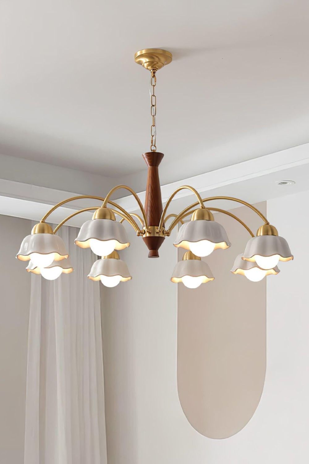 Retro Tulip Brass Chandelier - view 2 | morylighting