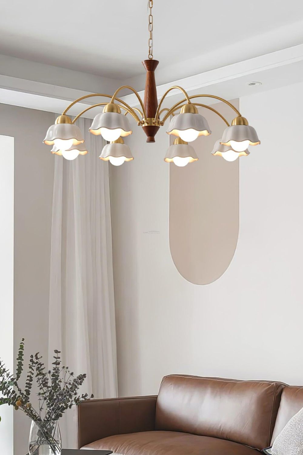 Retro Tulip Brass Chandelier - view 3 | morylighting
