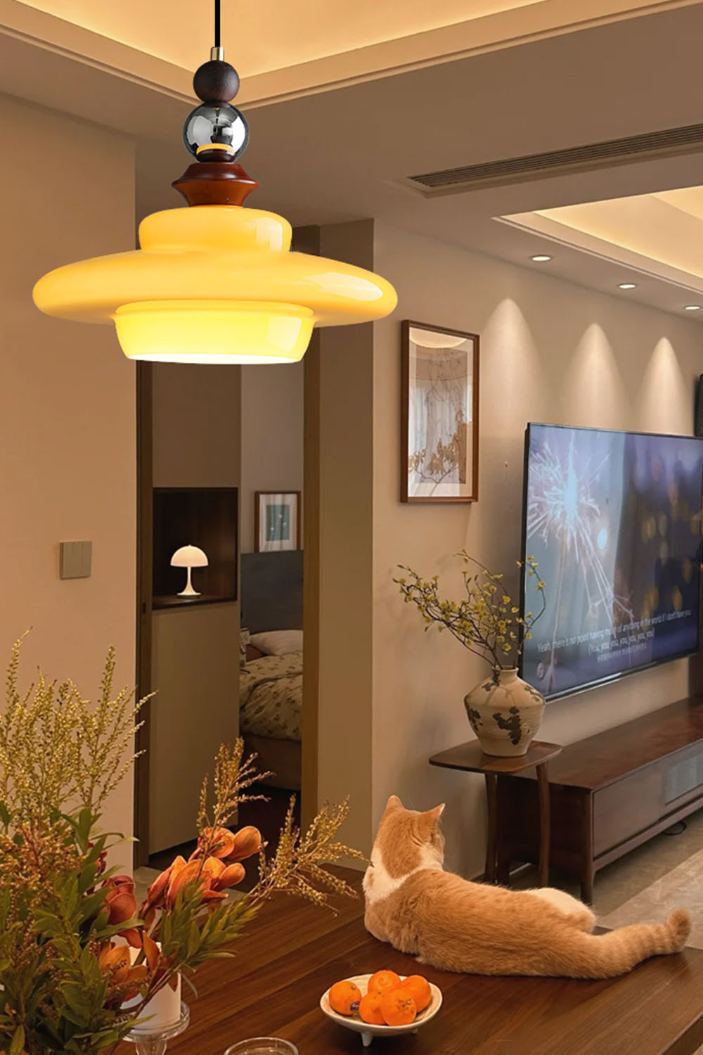 Retro UFO Glass Pendant Lamp - view 4 | morylighting