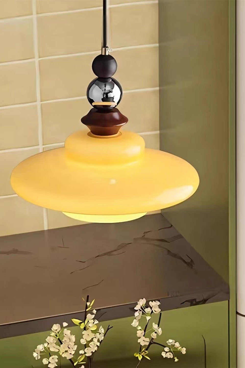 Retro UFO Glass Pendant Lamp - view 10 | morylighting