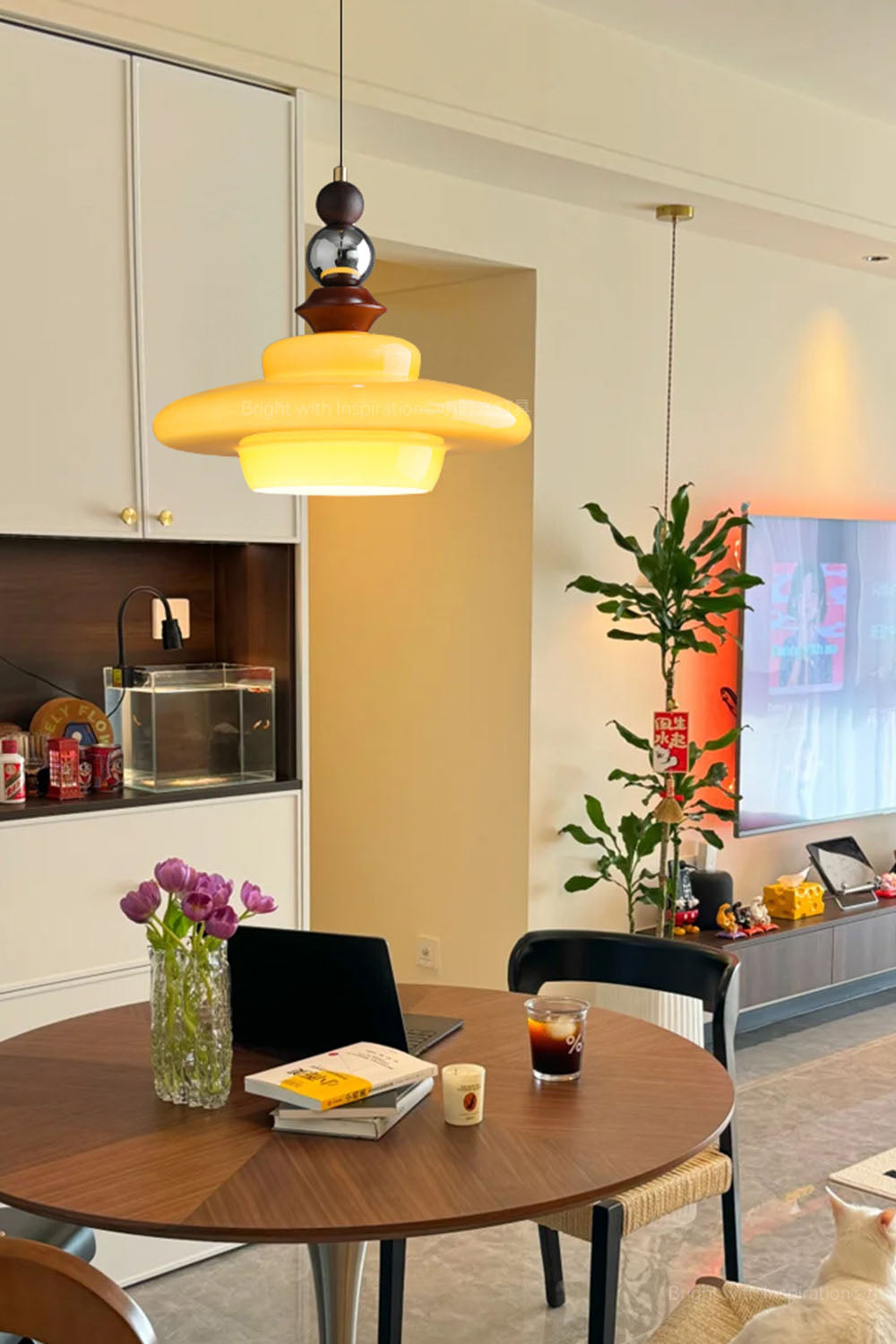 Retro UFO Glass Pendant Lamp - view 7 | morylighting