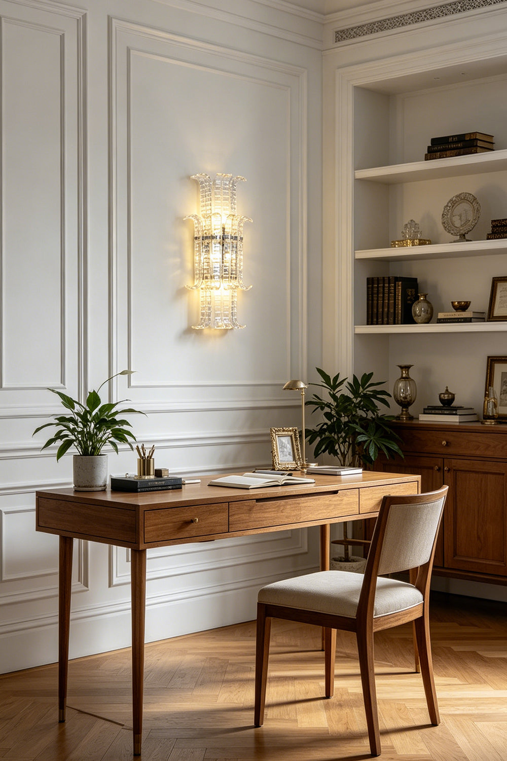 Ribbed Glass Ribbon Wall Light for Den/Study | vexa lamps
