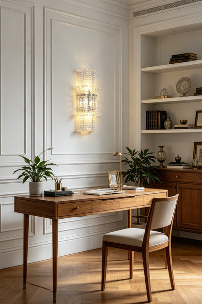 Ribbed Glass Ribbon Wall Light for Den/Study | vexa lamps