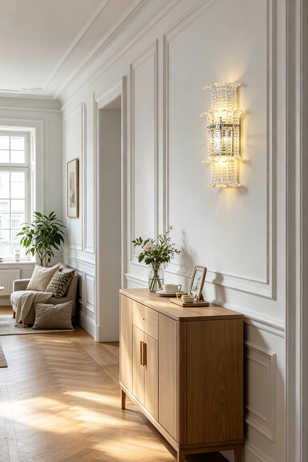 Ribbed Glass Ribbon Wall Light for Hallway | vexa lamps
