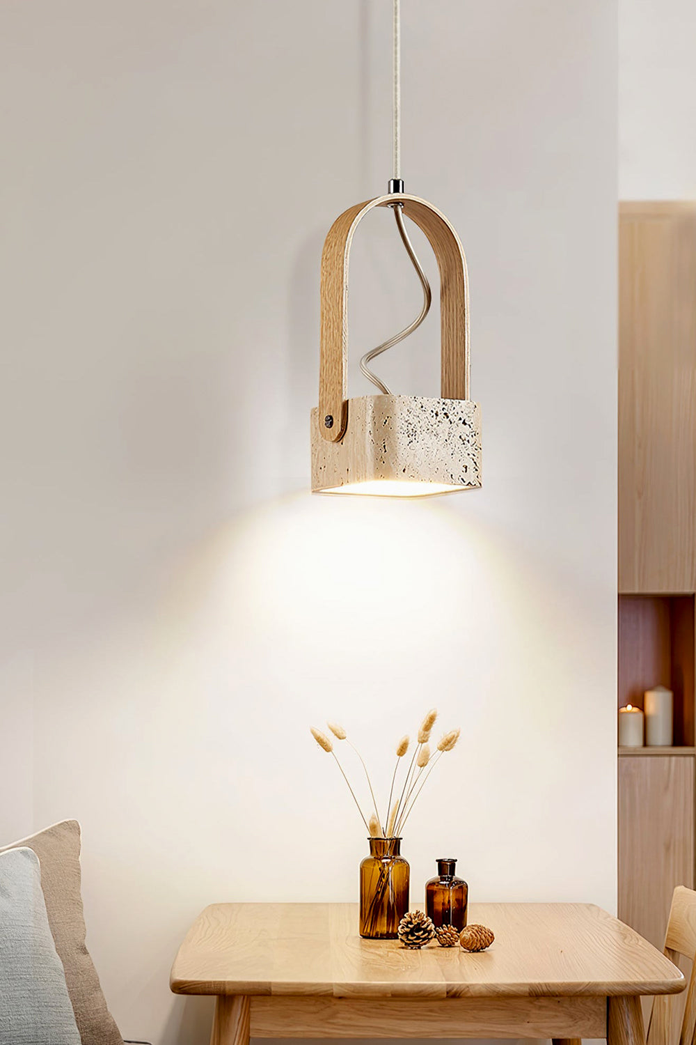 Rotating Travertine Lantern Pendant - view 2 | morylighting