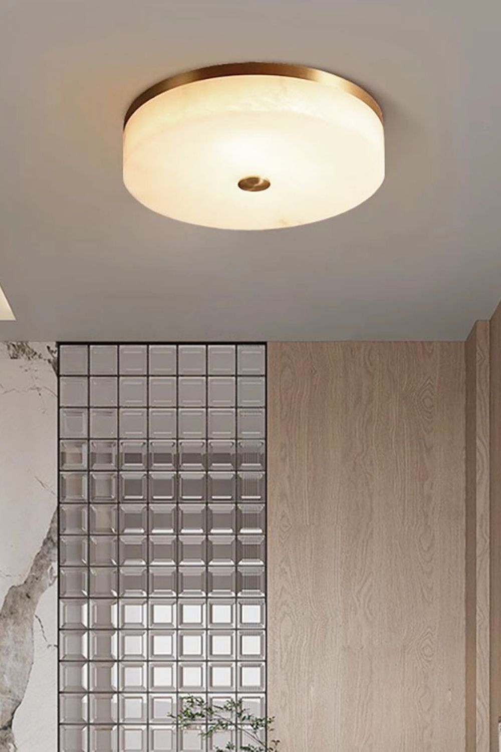 Round Alabaster Brass Ceiling Light - view 8 | morylighting