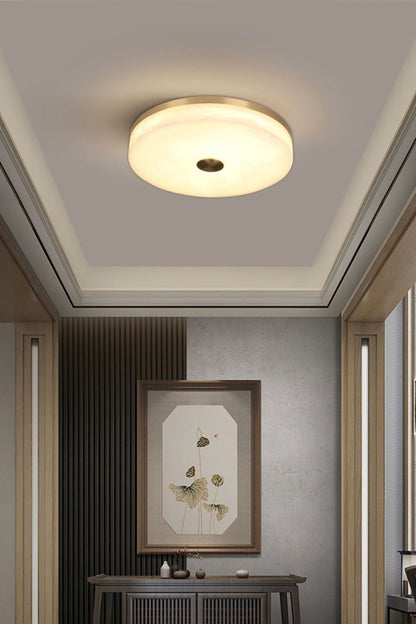 Round Alabaster Brass Ceiling Light - view 4 | morylighting