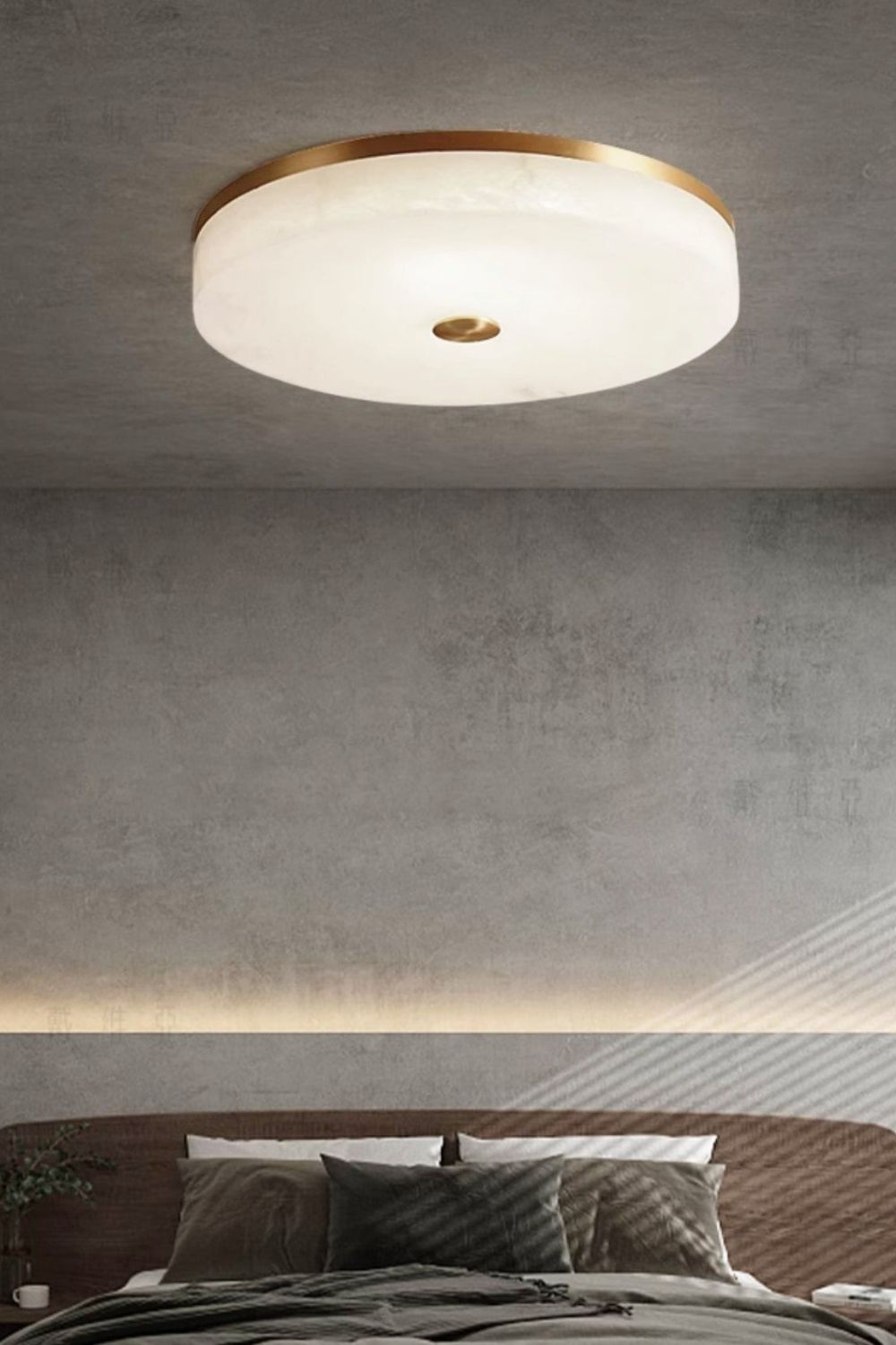 Round Alabaster Brass Ceiling Light - view 5 | morylighting
