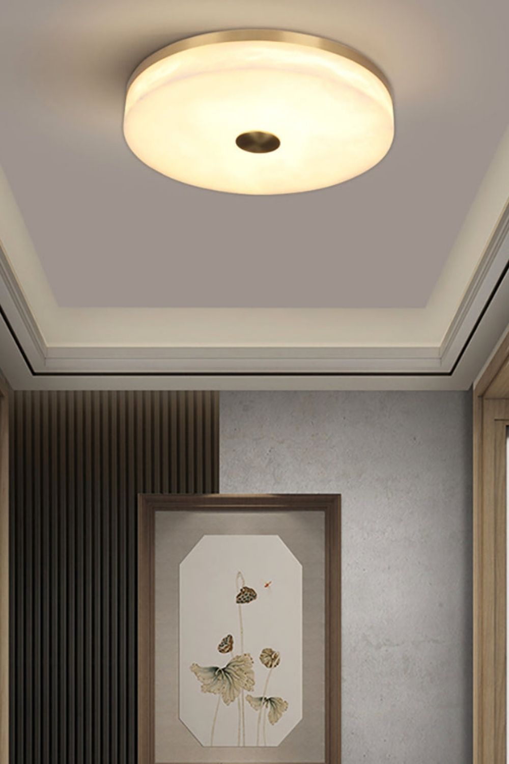 Round Alabaster Brass Ceiling Light - view 6 | morylighting